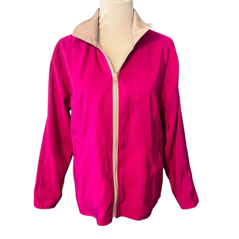 Mycra Pac Now Reversible Jacket Raincoat Bright Pink Fuchsia Tan •Small/0-P•Coat